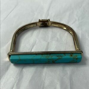 Faux Turquoise and Gold Tone Horseshoe Bracelet